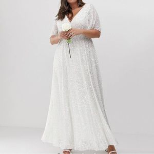 ASOS Curve flutter sleeve sequin maxi wedding dress - SOLD OUT ONLINE
